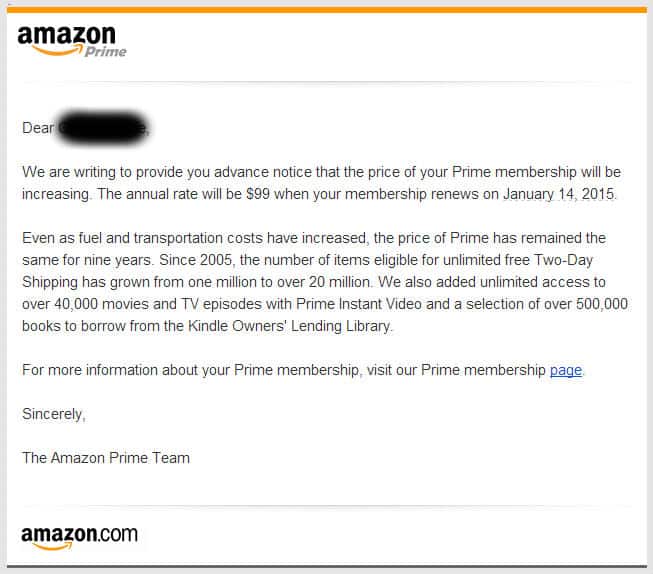Amazon Prime email