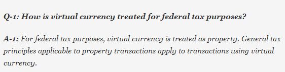 IRS demands Bitcoins to be taxed as they are "property" and not currency - 3 Bitcoin Tax Q1