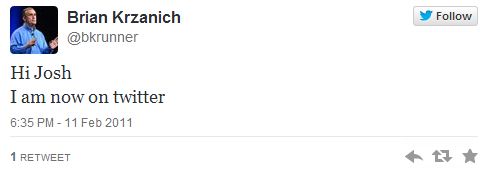 Brian Krzanich first tweet