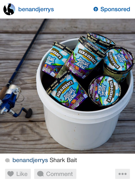 Instagram ad featuring Ben & jerry's icecream