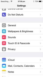 Touch id settings page iOS 7.1 GM