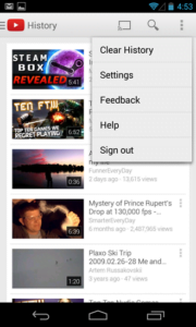 Youtube app clear history